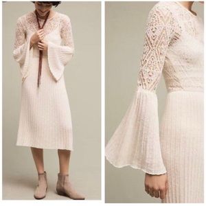🏆 🔮HP🔮 Anthropologie Floreat Serena Cream Bell Sleeve Dress